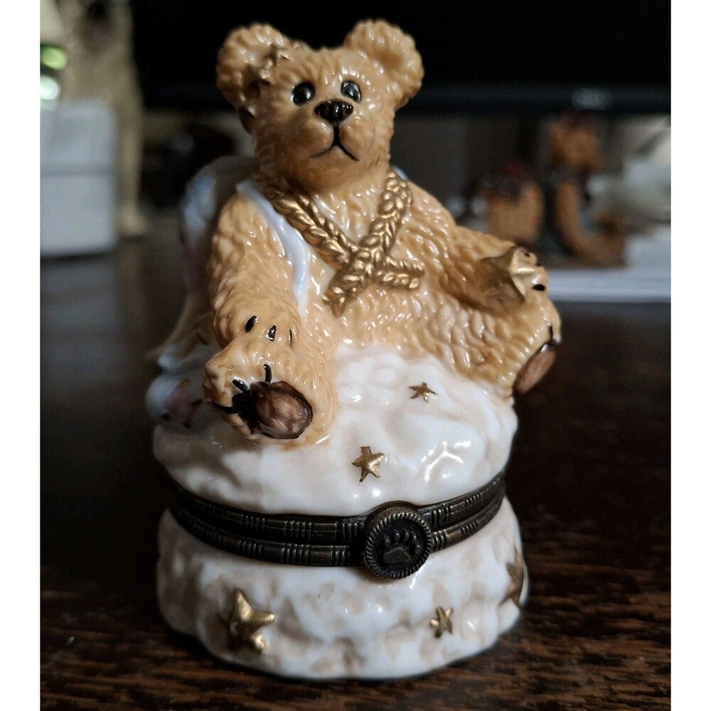 Boyds Bear Angel Wings Bearware Pottery Porcelain Trinket Box Vintage Numbered
